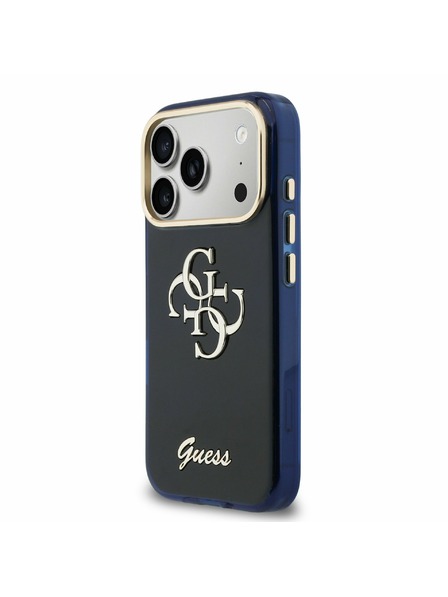 Guess Guess IML 4G Script Metal Logo Rückenschale für iPhone 17 Pro Blau