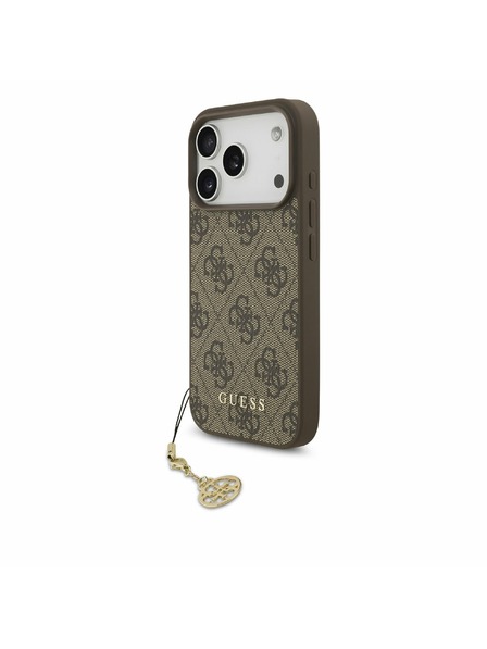 Guess Guess 4G Charm MagSafe Rückenschale für iPhone 17 Pro Tone on Tone Braun