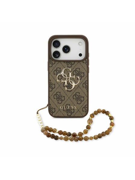 Guess Guess PU 4G Metal Logo Strap Rückenschale für iPhone 17 Pro Braun