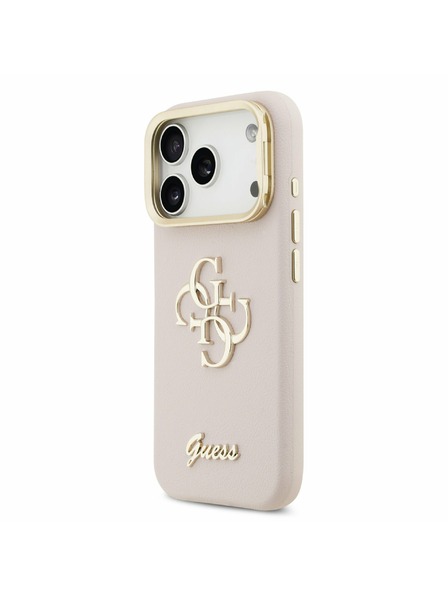 Guess Guess PU Grained 4G Logo Stand Kamerarahmen Rückenschale für iPhone 17 Pro Rosa