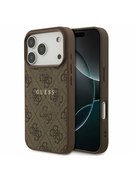 Guess Guess PU Leder 4G Colored Ring MagSafe Rückseite für iPhone 17 Pro Braun