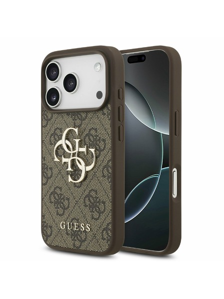 Guess Guess PU 4G Metal Logo Rückseite für iPhone 17 Pro Braun