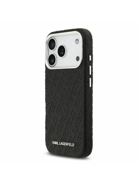 Karl Lagerfeld Karl Lagerfeld Grained PU Repeated Logo MagSafe Rückseite für iPhone 17 Pro Schwarz
