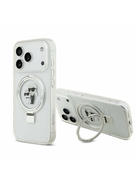 Karl Lagerfeld Karl Lagerfeld Ringstand Karl and Choupette MagSafe Rückseite für iPhone 17 Pro Weiß