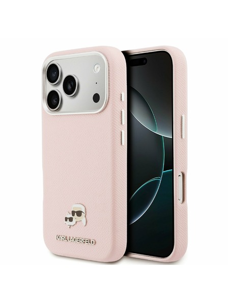 Karl Lagerfeld Karl Lagerfeld PU Karl and Choupette Heads Pins MagSafe Rückseite für iPhone 17 Pro Pink