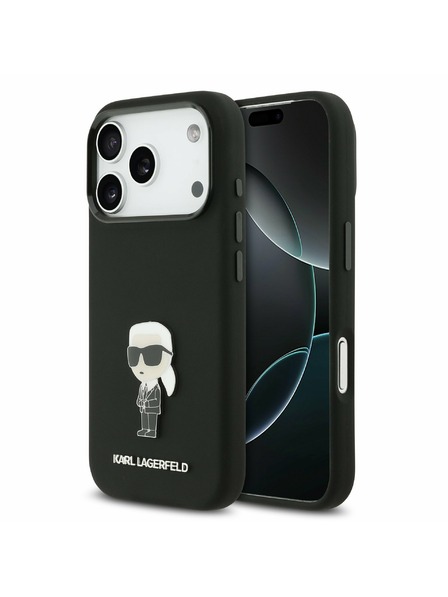 Karl Lagerfeld Karl Lagerfeld Liquid Silicone Metal Ikonik Rückseite für iPhone 17 Pro Black