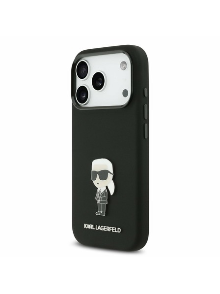 Karl Lagerfeld Karl Lagerfeld Liquid Silicone Metal Ikonik Rückseite für iPhone 17 Pro Black