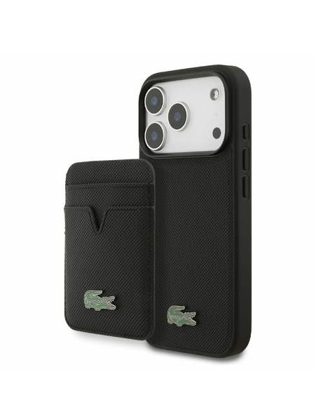 Lacoste Lacoste Iconic Petit Pique MagSafe Rückseite + Geldbörse für iPhone 17 Pro Black