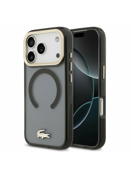 Lacoste Lacoste PC/TPU Frosted Finish Gold Logo MagSafe Rückseite für iPhone 17 Pro Black