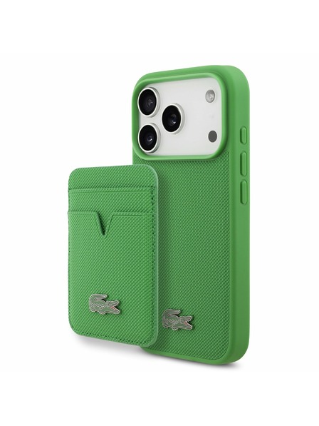 Lacoste Lacoste Iconic Petit Pique MagSafe Rückseite + Geldbörse für iPhone 17 Pro Green