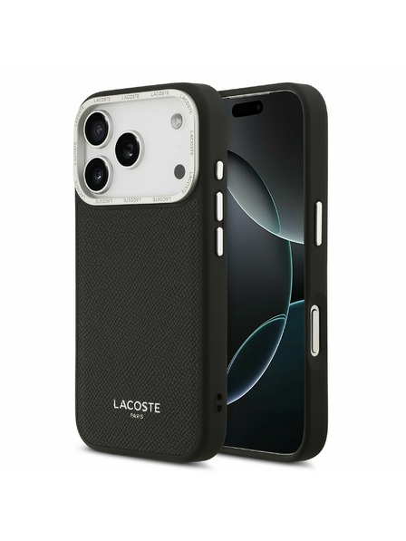 Lacoste Lacoste PU Leather Champs Elysees MagSafe Rückseite für iPhone 17 Pro Black