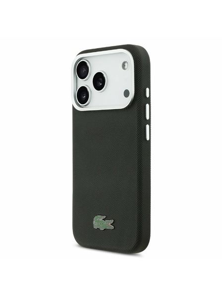 Lacoste Lacoste PVC Iconic Petit Pique Metal Logo MagSafe Rückseite für iPhone 17 Pro Black