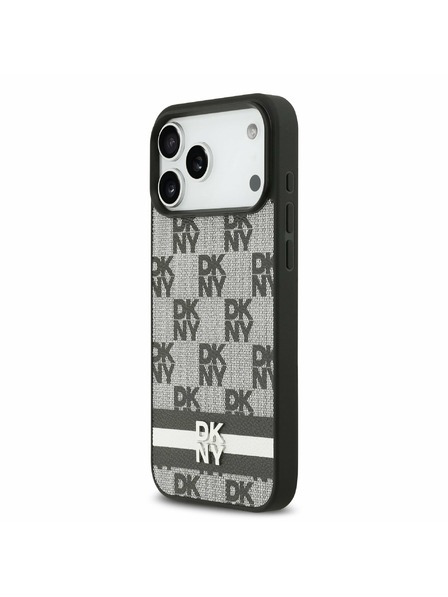 DKNY DKNY PU Leather Checkered Pattern and Stripe Rückseite für iPhone 17 Pro Max Black