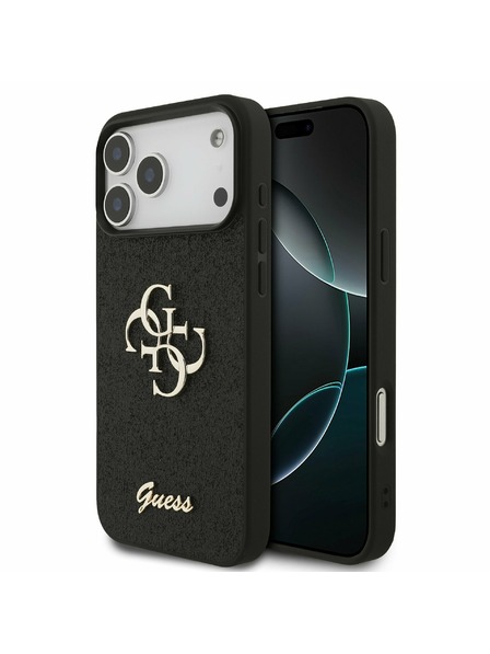Guess Guess PU Fixed Glitter 4G Metal Logo Rückseite für iPhone 17 Pro Max Black