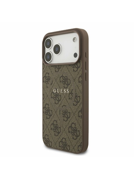Guess Guess PU Leather 4G Colored Ring MagSafe Rückseitenschutz für iPhone 17 Pro Max Braun