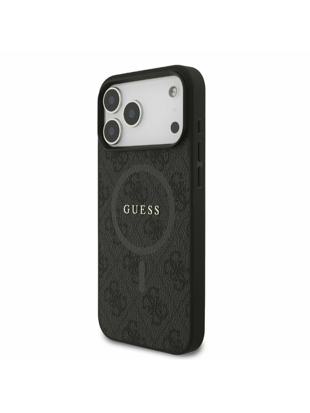 Guess Guess PU Leather 4G Colored Ring MagSafe Rückseitenschutz für iPhone 17 Pro Max Schwarz