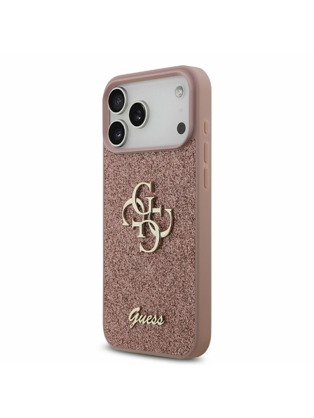 Guess Guess PU Fixed Glitter 4G Metal Logo Rückseitenschutz für iPhone 17 Pro Max Rosa