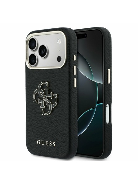 Guess Guess PU Resin Logo Rückseitenschutz für iPhone 17 Pro Max Schwarz