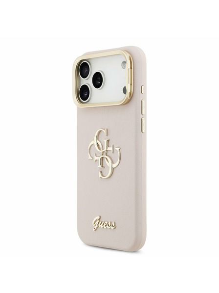 Guess Guess PU Grained 4G Logo Stand Kamerarahmen Rückseitenschutz für iPhone 17 Pro Max Rosa