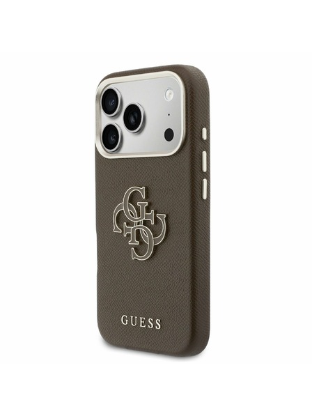 Guess Guess PU Resin Logo Rückseitenschutz für iPhone 17 Pro Max Braun