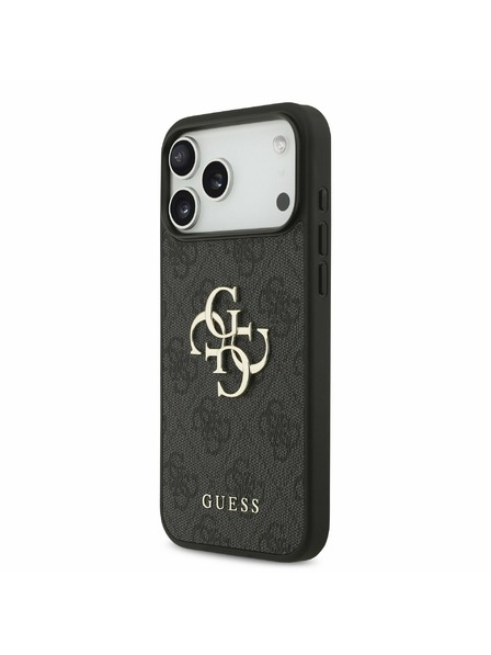 Guess Guess PU 4G Metalllogo Rückseitenschutz für iPhone 17 Pro Max Grau