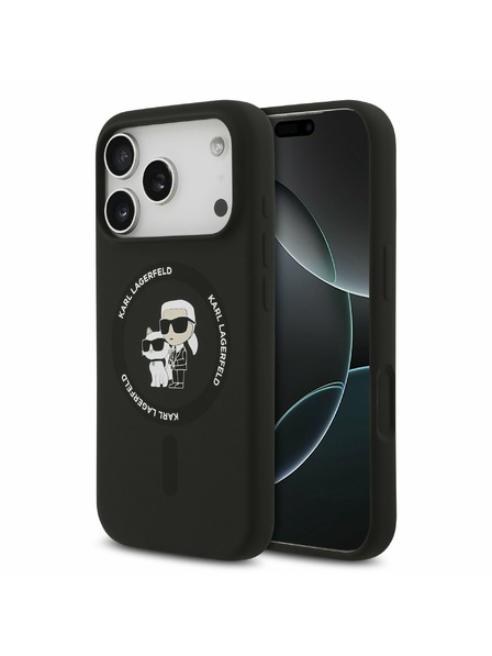Karl Lagerfeld Karl Lagerfeld Liquid Silicone Karl und Choupette MagSafe Rückseitenschutz für iPhone 17 Pro Max Schwarz