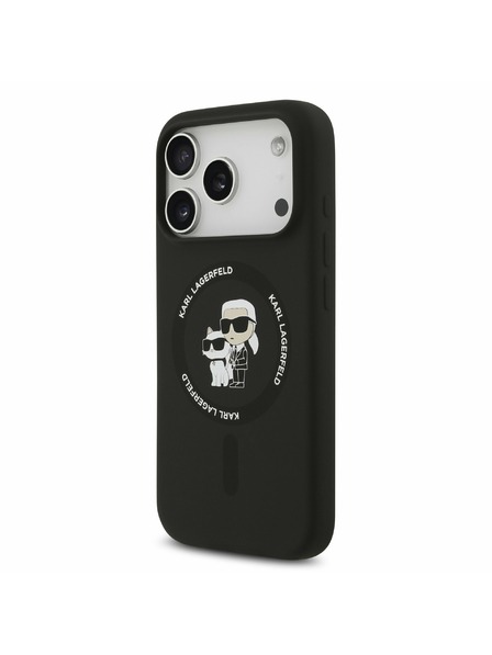Karl Lagerfeld Karl Lagerfeld Liquid Silicone Karl und Choupette MagSafe Rückseitenschutz für iPhone 17 Pro Max Schwarz