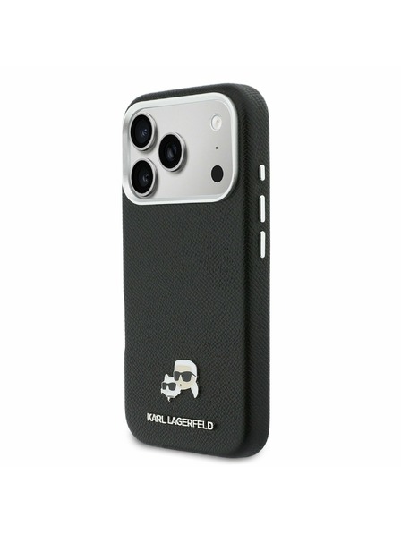 Karl Lagerfeld Karl Lagerfeld PU Karl und Choupette Heads Pins MagSafe Rückseitenschutz für iPhone 17 Pro Max Schwarz