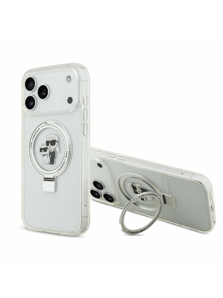 Karl Lagerfeld Karl Lagerfeld Ringstand Karl und Choupette MagSafe Rückseitenschutz für iPhone 17 Pro Max Weiß