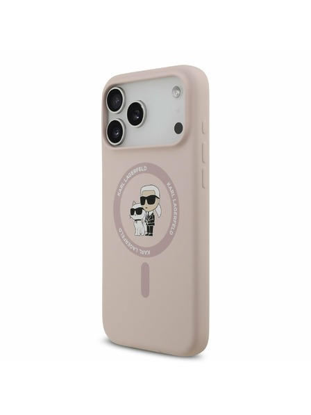 Karl Lagerfeld Karl Lagerfeld Liquid Silicone Karl und Choupette MagSafe Rückseitenschutz für iPhone 17 Pro Max Rosa