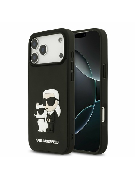 Karl Lagerfeld Karl Lagerfeld 3D Gummi Karl und Choupette Rückseitenschutz für iPhone 17 Pro Max Schwarz