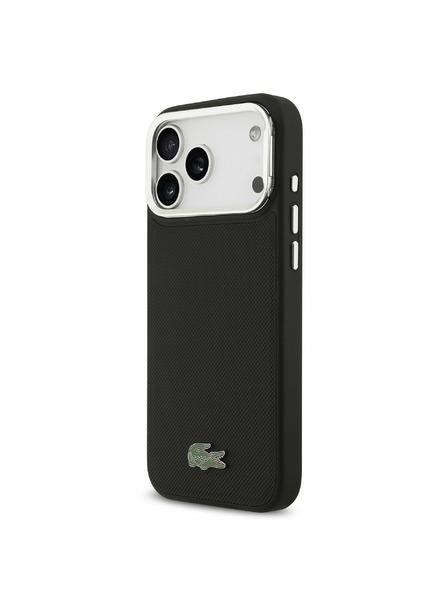 Lacoste Lacoste Iconic Petit Pique Kameraständer MagSafe Rückseitenschutz für iPhone 17 Pro Max Schwarz