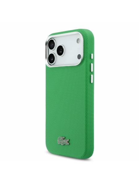 Lacoste Lacoste PVC Iconic Petit Pique Metal Logo MagSafe Rückseitenschutz für iPhone 17 Pro Max Grün