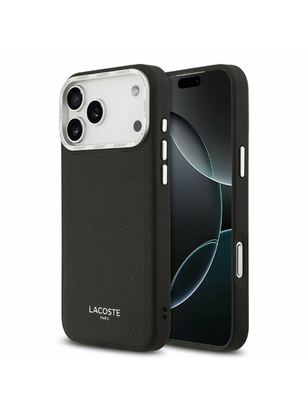 Lacoste Lacoste PU Leather Champs Elysees MagSafe Rückseitenschutz für iPhone 17 Pro Max Schwarz