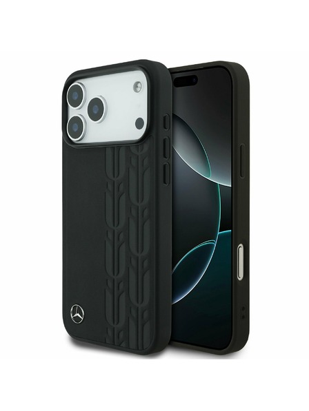 Mercedes Mercedes Leather Laurel Leaves MagSafe Rückseitenschutz für iPhone 17 Pro Max Schwarz