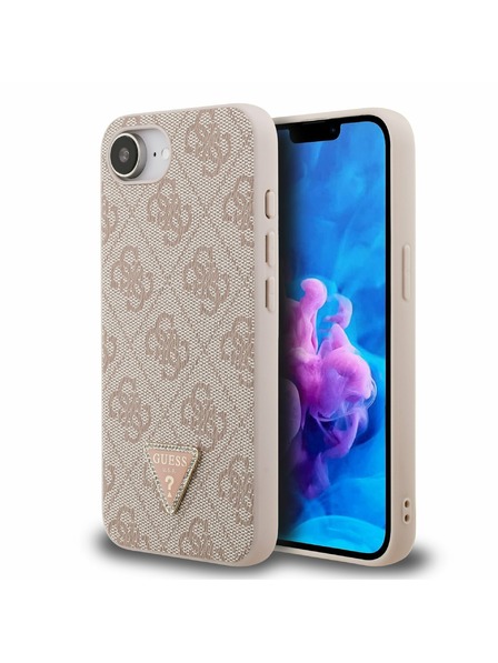 Guess Guess PU 4G Strass Triangle Metal Logo Rückseitenschutz für iPhone 16e/17e Rosa