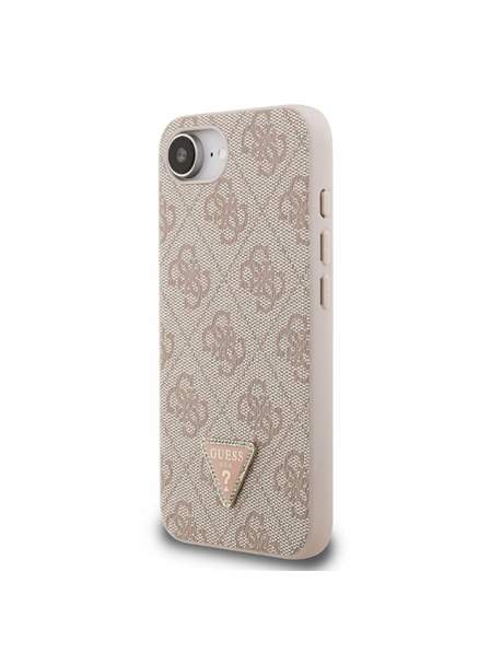 Guess Guess PU 4G Strass Triangle Metal Logo Rückseitenschutz für iPhone 16e/17e Rosa