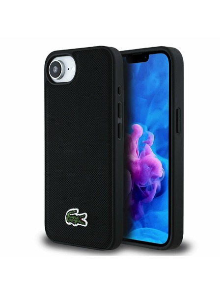 Lacoste Lacoste Iconic Petit Pique Woven Logo MagSafe Rückseitenschutz für iPhone 16e/17e Schwarz