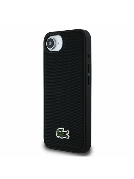 Lacoste Lacoste Iconic Petit Pique Woven Logo MagSafe Rückseitenschutz für iPhone 16e/17e Schwarz