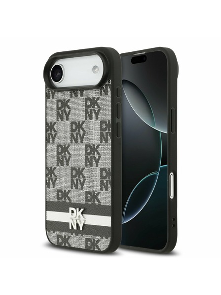 DKNY DKNY PU Leather Checkered Pattern and Stripe Rückseitenschutz für iPhone Air Schwarz