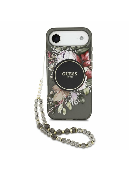 Guess Guess IML Flowers Strap MagSafe Rückseitenschutz für iPhone Air Schwarz