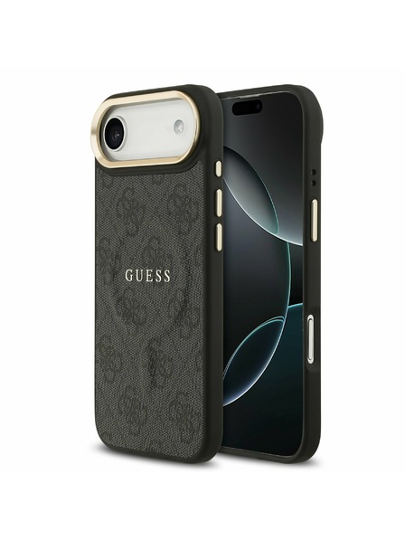 Guess Guess PU Leather 4G Gold Frame MagSafe Rückseitenschutz für iPhone Air Schwarz