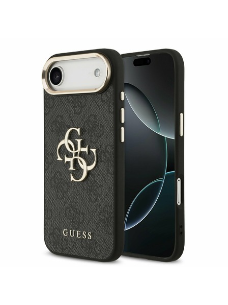 Guess Guess PU Leather 4G Metal Logo Gold Frame Rückseitenschutz für iPhone Air Schwarz