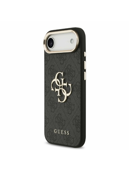 Guess Guess PU Leather 4G Metal Logo Gold Frame Rückseitenschutz für iPhone Air Schwarz