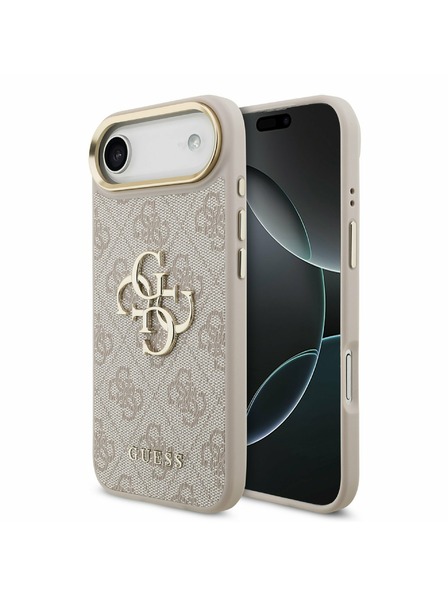 Guess Guess PU Leder 4G Metal Logo Gold Frame Rückseitenschutz für iPhone Air Rosa