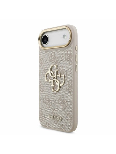 Guess Guess PU Leder 4G Metal Logo Gold Frame Rückseitenschutz für iPhone Air Rosa