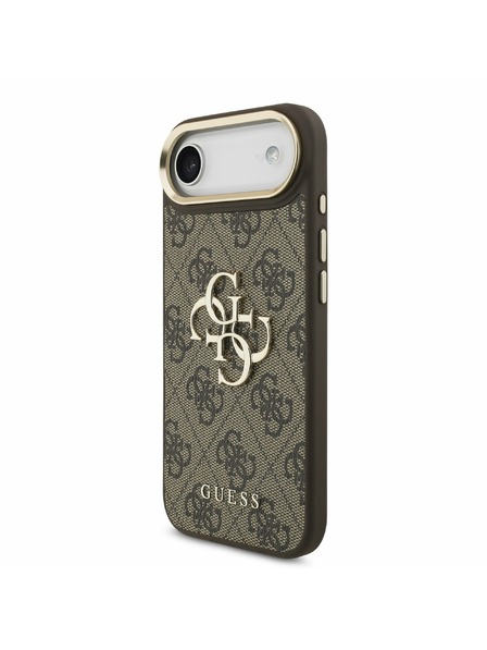 Guess Guess PU Leder 4G Metal Logo Gold Frame Rückseitenschutz für iPhone Air Braun