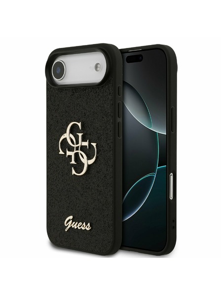 Guess Guess PU Fixed Glitter 4G Metal Logo Rückseitenschutz für iPhone Air Schwarz