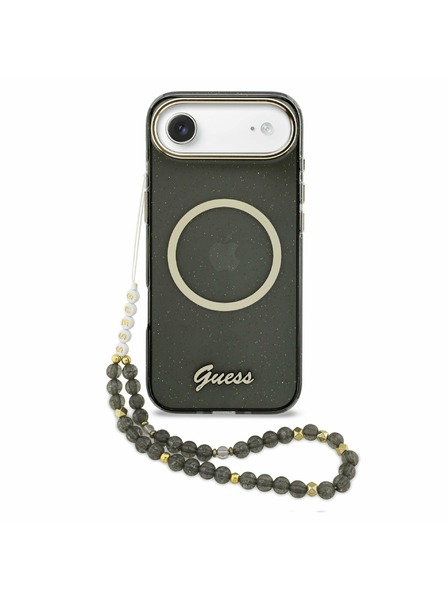 Guess Guess IML Glitter Script Riemen MagSafe Rückseitenschutz für iPhone Air Schwarz