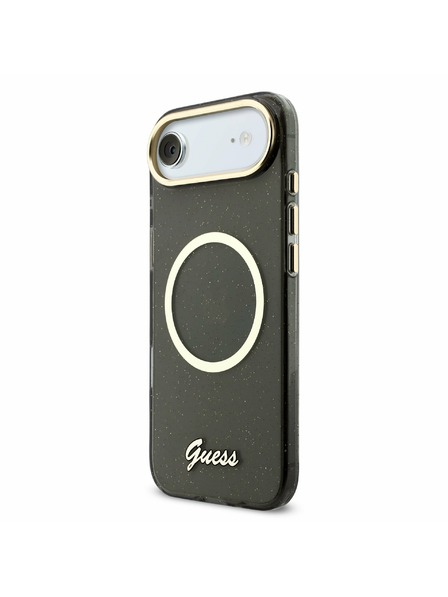 Guess Guess IML Glitter Script Riemen MagSafe Rückseitenschutz für iPhone Air Schwarz
